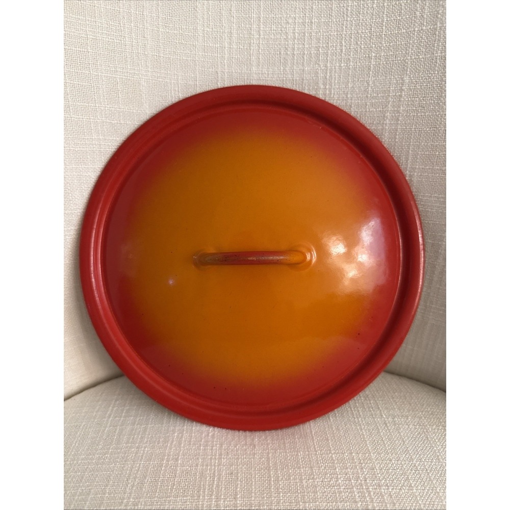 Descoware Cast Iron LID 22 FE Orange Flame‎ Belgium Vintage Cookware LID ONLY